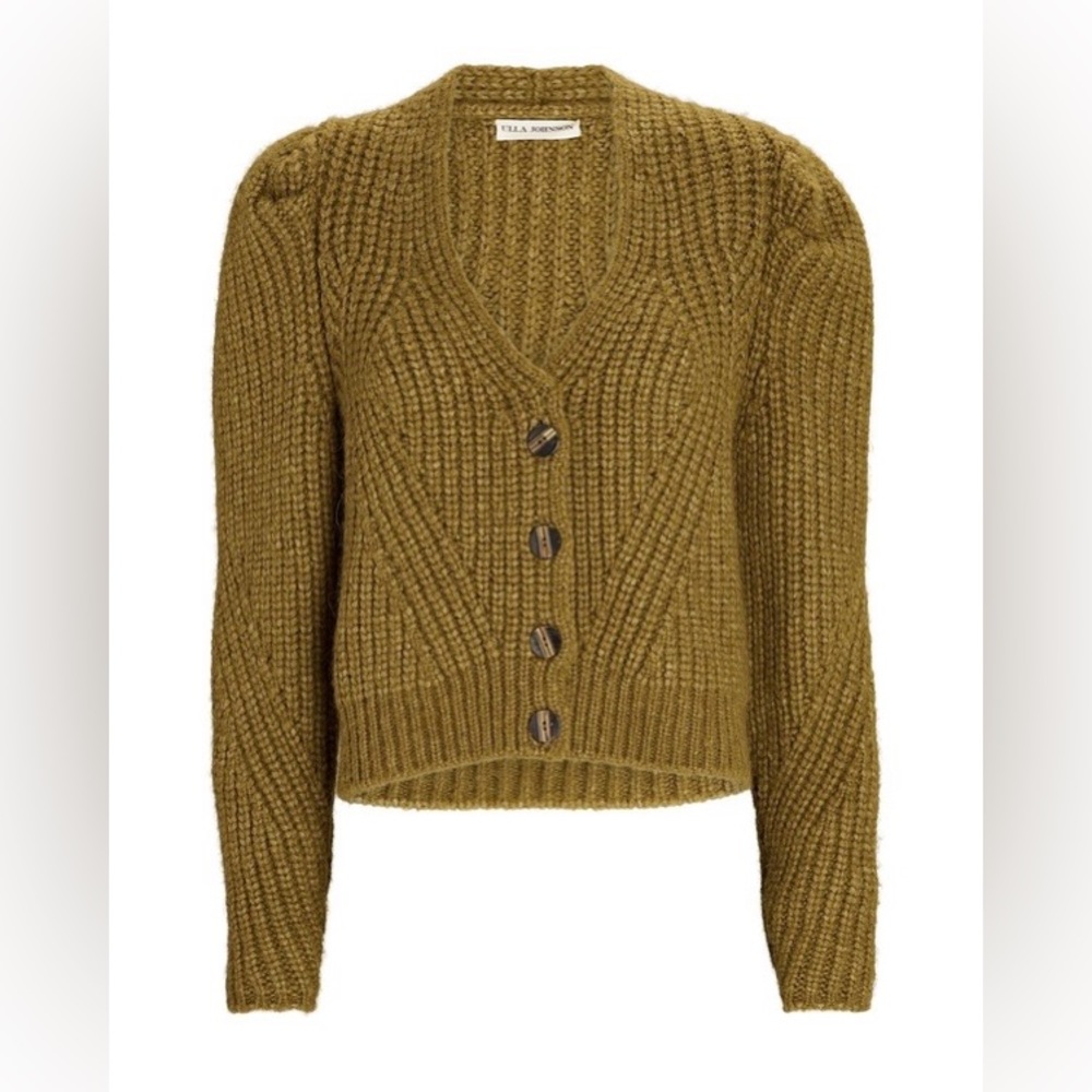 NWT Ulla Johnson Greta Olive Green Alpaca Knit Designer Cardigan in Topenade S - Picture 3 of 8